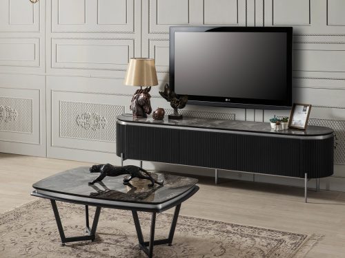 TESLA SİYAH-SİLVER TV ÜNİTESİ
